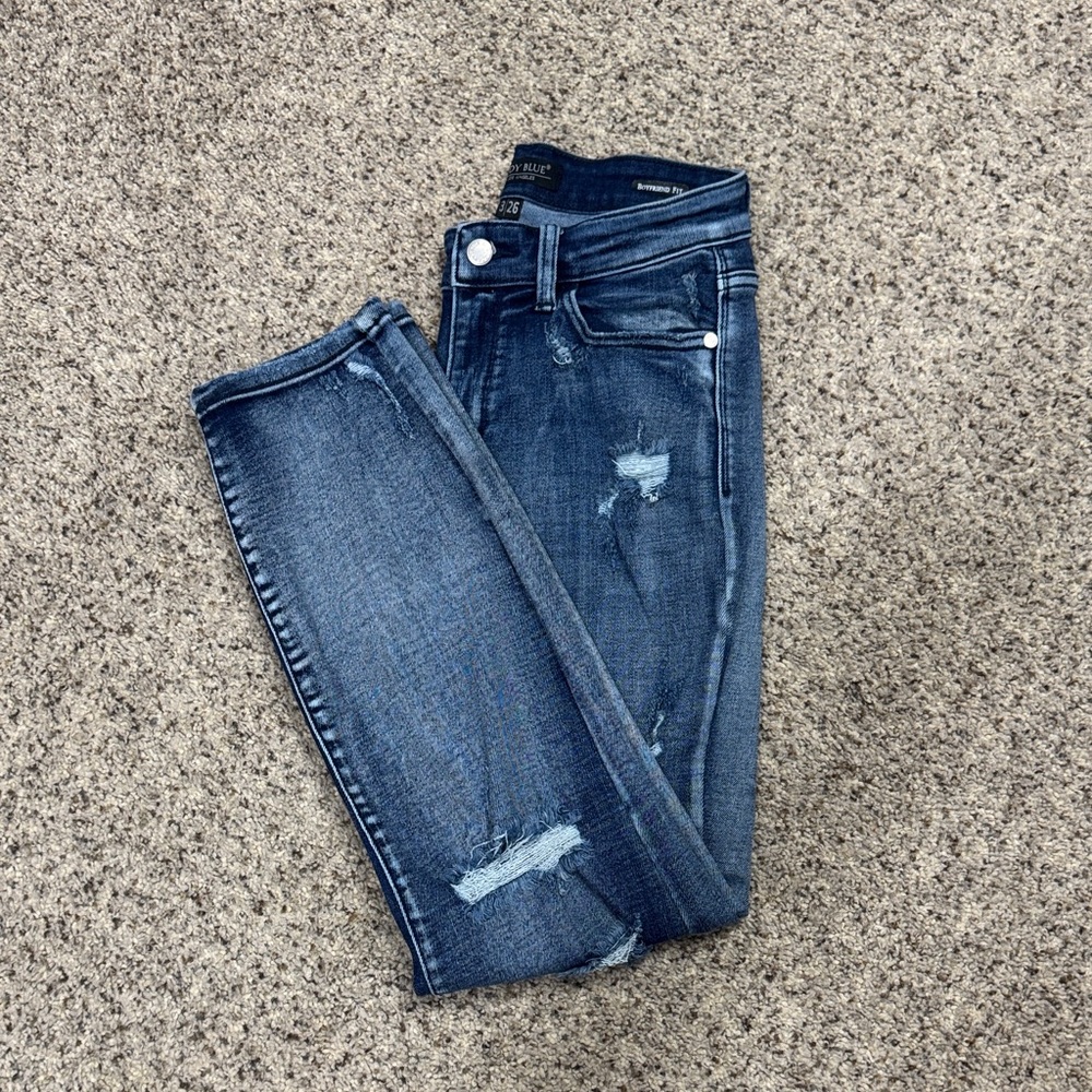 Judy Blue Dark Wash Distressed Boyfriend Jeans